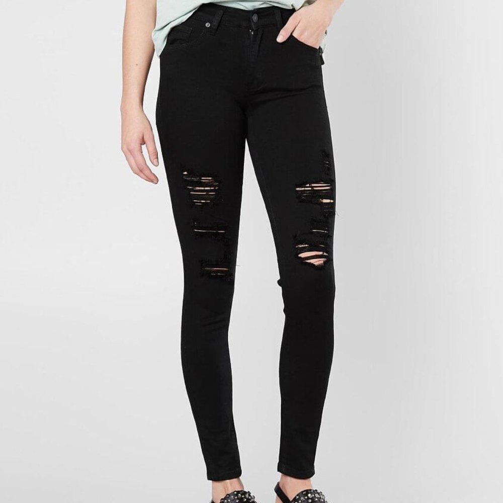 KanCan Skinny Jeans Distressed Black Sz 1/24